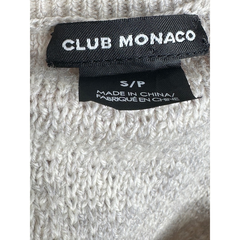 Club Monaco Lovelle Sweater Small Grey Merino Wool Ruffle Cable Knit Pullover - Picture 9 of 10